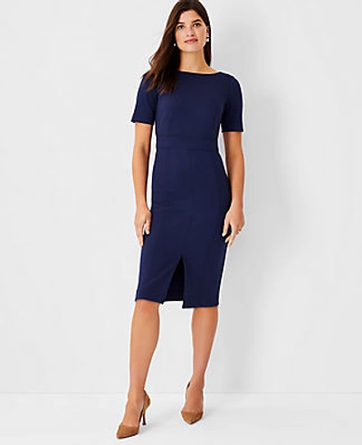 Ann Taylor The Seamed Sheath Dress In Double Knit In Pure Sapphire