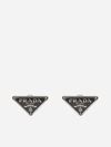 Prada Enamel Triangle Logo Clip Earring, Right In Black