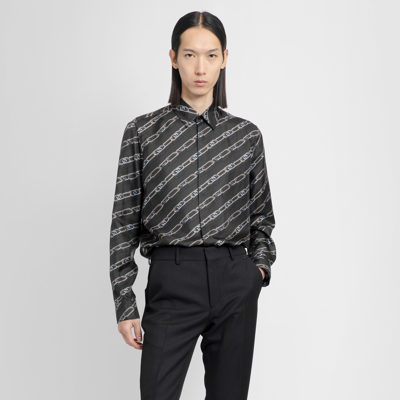 Fendi O'lock-print Silk-twill Shirt In Grey