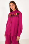 Farm Rio Pink Beaded Fringe Shirt In Pink