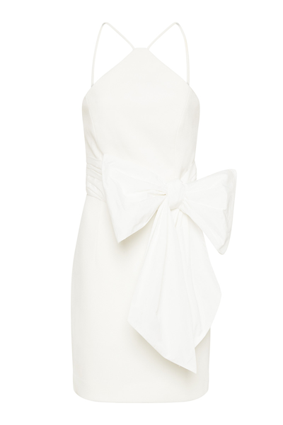 Rebecca Vallance Grace Bow-detail Halterneck Minidress In White