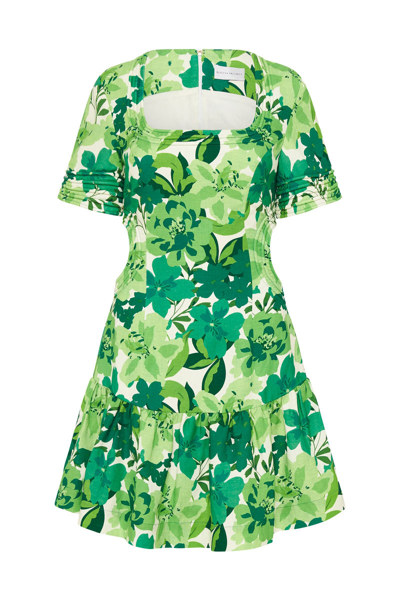Rebecca Vallance Marguerita Floral-print Linen-blend Mini Dress In Green