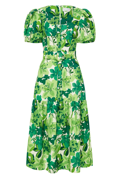 Rebecca Vallance Marguerita Floral-print Linen-blend Midi Dress