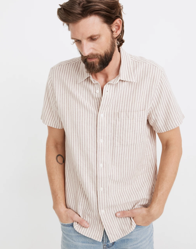 Mw Linen-cotton Perfect Short-sleeve Shirt In Pattern In Vintage Petal