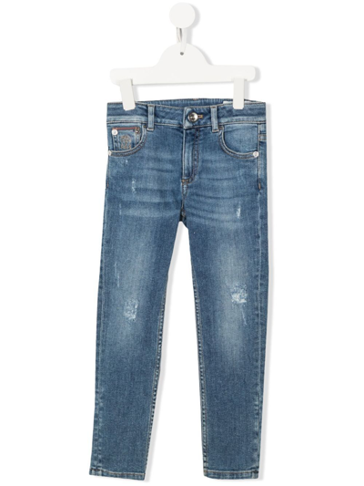 Brunello Cucinelli Kids' Mid-rise Skinny Jeans In Blue