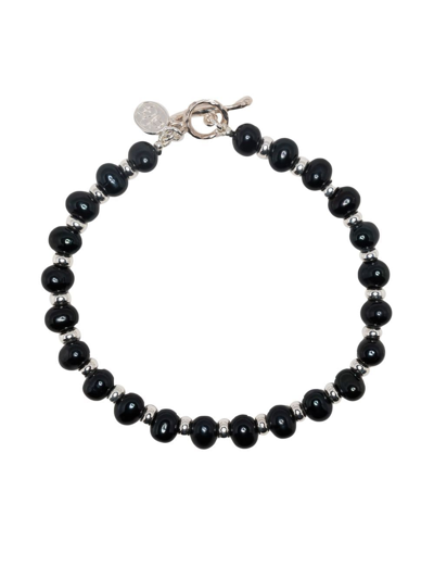 Dower & Hall Beaded T-bar Fastening Bracelet In Black