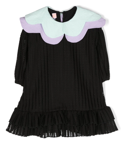 Wauw Capow By Bangbang Kids' Ruby Oversized-collar Dress In Black