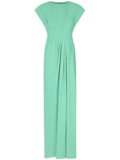 Dolce & Gabbana Pleated Cap-sleeve Gown In Green