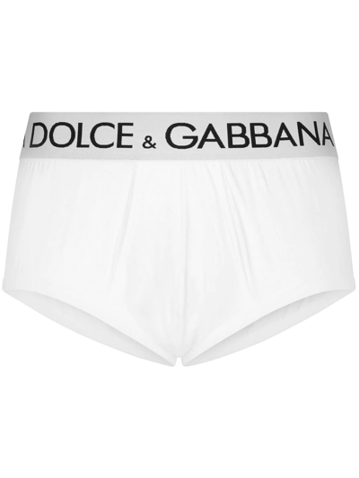 Dolce & Gabbana Logo-waist Stretch-cotton Briefs In White