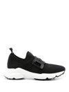 Tod's Leather-trimmed Stretch-knit Slip-on Sneakers In Black