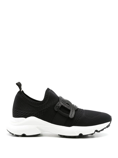Tod's Technical Fabric Trainers With Leather Detail In Black