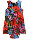 DOLCE & GABBANA MEADOW-PRINT INTERLOCK MIDI DRESS