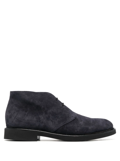 Doucal's Ankle Boot In Suede Leather In Blue