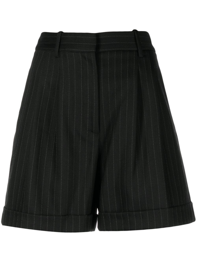 Nili Lotan Angeline Pleated Wool-blend Shorts In Black