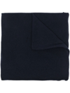 Jil Sander Luxe Cable Knit Cashmere Scarf In Blue
