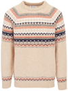 Brunello Cucinelli Fair Isle Alpaca Blend Crewneck Sweater In Neutrals