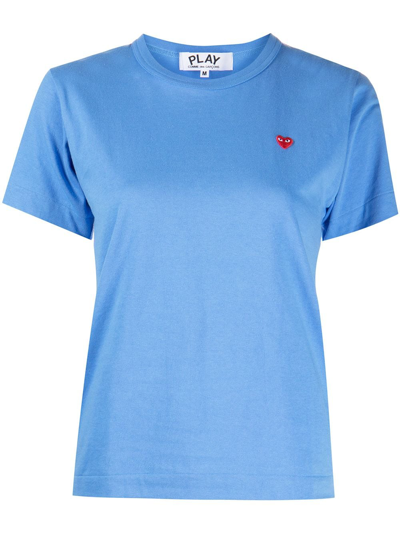 Comme Des Garçons Play Cotton Embroidered-logo T-shirt In Blue