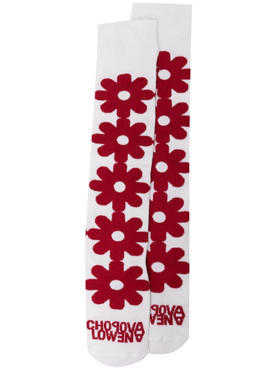Chopova Lowena Floral-print Socks In White