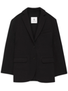 Anine Bing Oversized Wool-cashmere Blazer With Pockets And Padded Shoulders In Black