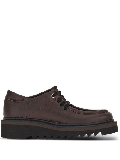 Ferragamo Lace-up Leather Shoes In Brown