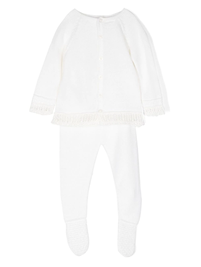 Paz Rodriguez Babies' Wool-knit Trouser Set In White