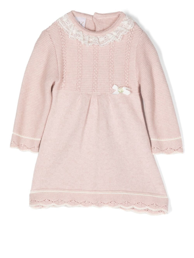Paz Rodriguez Babies' Bow-detail Knitted Dress In Pink