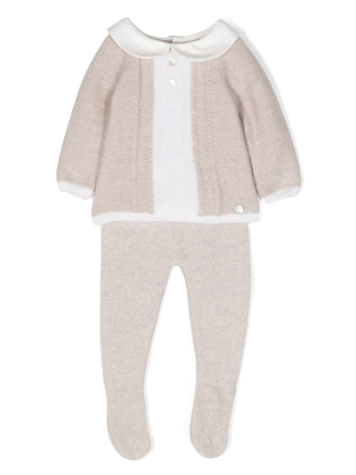 Paz Rodriguez Babies' Wool Sweater And Leggings Set (1-12 Months) In Neutrals