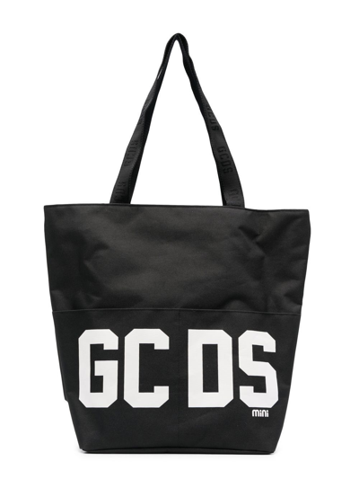 Gcds Kids' Logo-print Shoulder Bag In 60100 Black
