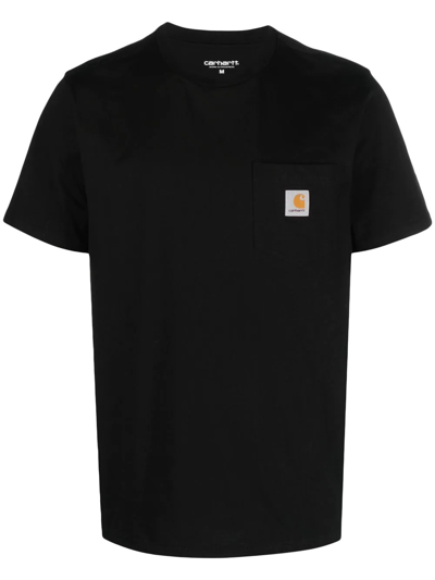 Carhartt Pocket Logo-patch T-shirt In Black