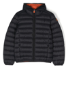 Save The Duck Teen Logo-patch Hooded Puffer Jacket In Black