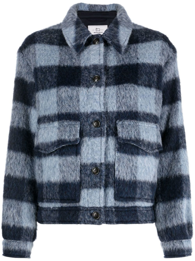 Woolrich Fringed-detail Shirt Jacket In Blue