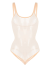 Wolford Semi-sheer Tulle Bodysuit In 407-clay - 407-clay