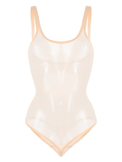 Wolford Semi-sheer Tulle Bodysuit In Beige