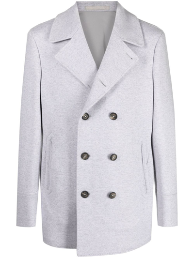 Eleventy Double-breasted Wool-cashmere Coat In White