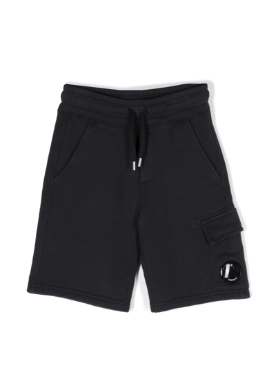 C.p. Company Kids' Side Logo-plaque Bermuda Shorts In Blue