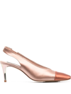 Pedro Garcia Metallic Slingback-strap 75mm Pumps In Pink
