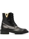 Via Roma 15 Embellished Lace-up Combat Boots In Black