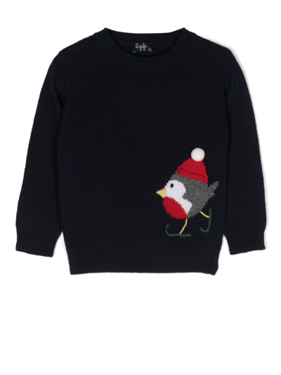 Il Gufo Babies' Robin Tricot-knit Sweater In Blue