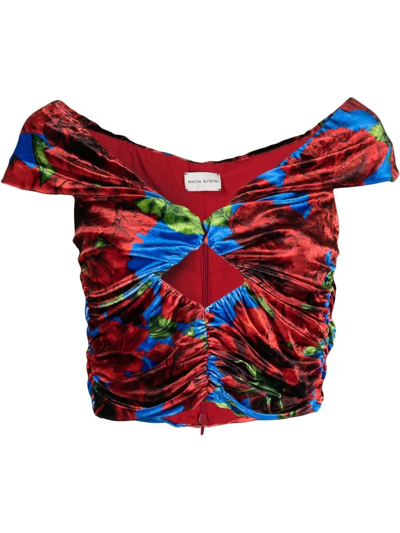 MAGDA BUTRYM FLORAL-PRINT VELVET TOP