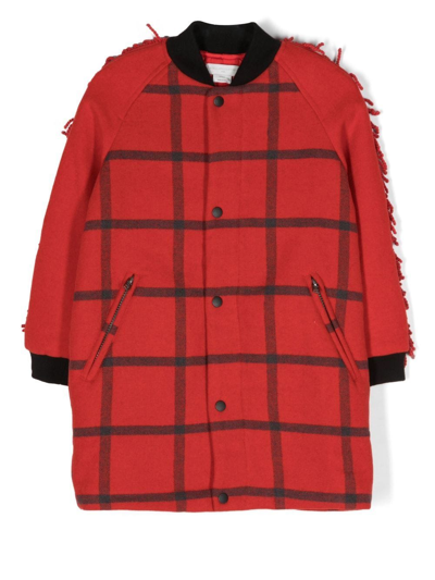 Stella Mccartney Kids' Checked Single-breasted Coat In Red