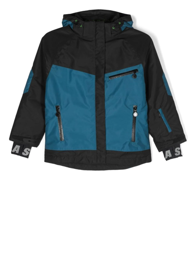 Stella Mccartney Kids' Recycled Nylon Puffer Ski Jacket In Black,blue