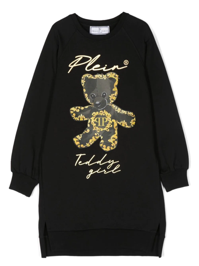 Philipp Plein Junior Kids' Graphic-print Jumper Dress In Black