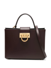 Ferragamo Small Gancini Tote Bag In Brown