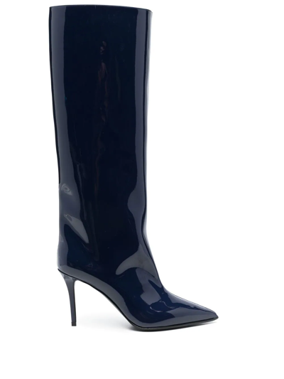 Le Silla Eva Patent Leather Boots In Blue