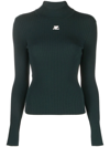 Courrèges Courregès Re-edition Rib Knit Mockneck Sweater In Green