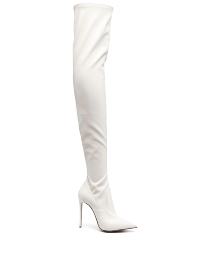 Le Silla Eva 120mm Thigh-high Leather Boots In Neutrals