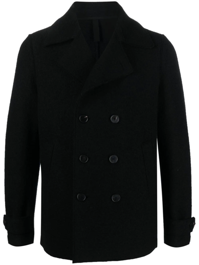 Harris Wharf London Double-breasted Virgin Wool Blazer In Black