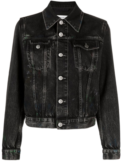 Maison Margiela Black Distressed Denim Jacket In 42