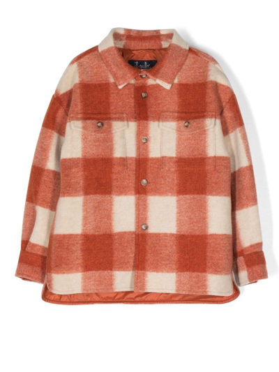 Il Gufo Kids' Check Shirt-jacket In Copper