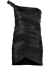 Coperni One Shoulder Mini Dress Embroidered With Upcycled Ties In Black